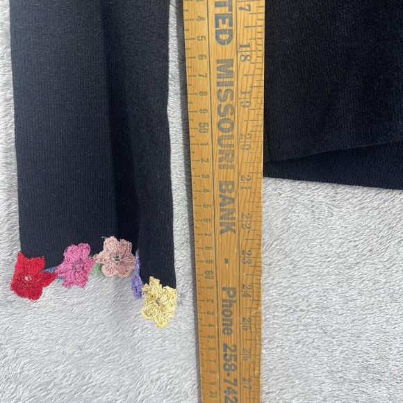 Northern Isles Preppy Sweater Women Feminine Colorful Crochet Floral Trim Size S - Picture 7 of 10